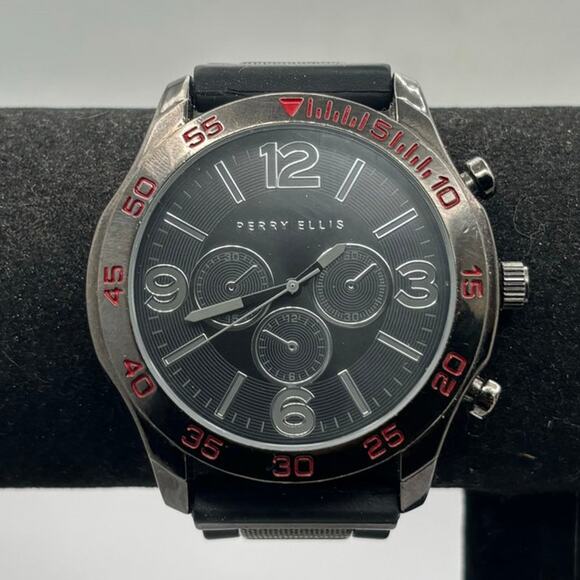 Black & Red Perry Ellis Men's Watch - Picture 1 of 4